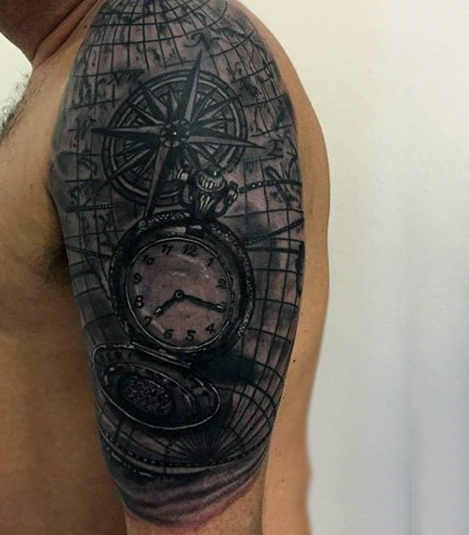 100 Taschenuhr Tattoo Designs für Männer - Cool Ink Timepieces  