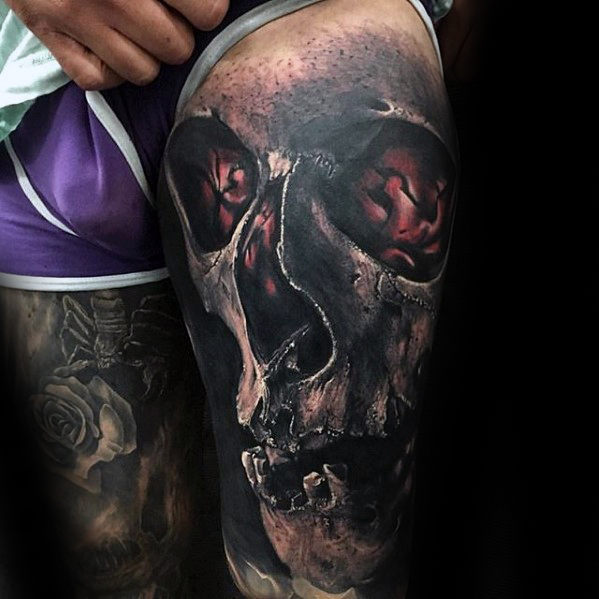 50 3D Skull Tattoo Designs für Männer - Cool Cranium Ink Ideen  