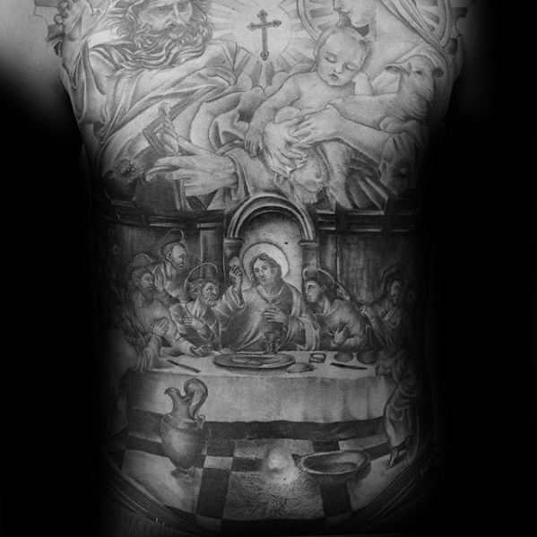 60 katholische Tattoos für Männer - religiöse Design-Ideen  