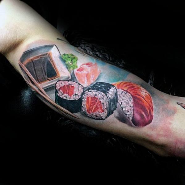 50 Sushi Tattoo Designs für Männer - japanische Food-Ideen  