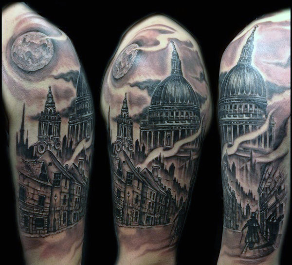 90 Building Tattoos für Männer - Architektur Ink Design-Ideen  