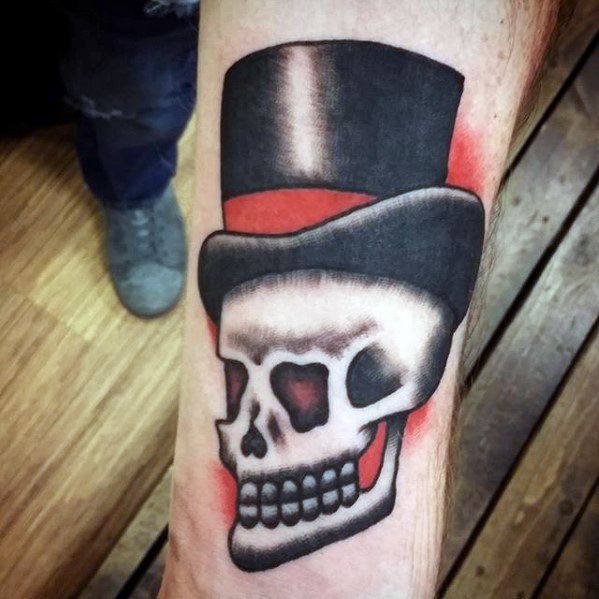 30 Schädel mit Top Hat Tattoo Designs für Männer - Manly Ink Ideen  