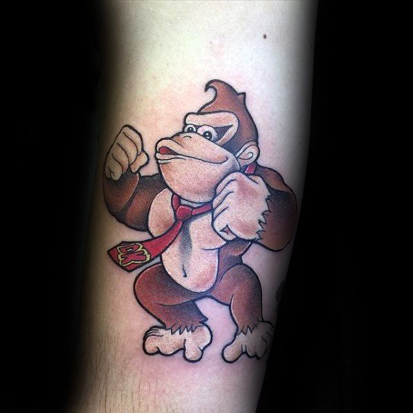 40 Donkey Kong Tattoo Designs für Männer - Retro Gamer Ink Ideen  