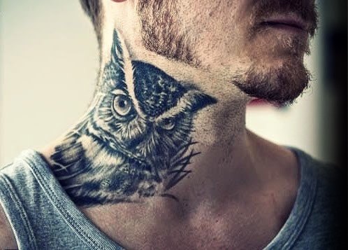30 Eule Hals Tattoo Designs für Männer - Vogel Tinte Ideen  
