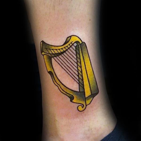 60 Harp Tattoo Designs für Männer - Musikinstrument Tinte Ideen  