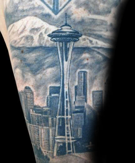 30 Seattle Skyline Tattoo Designs für Männer - Stadt Tinte Ideen  