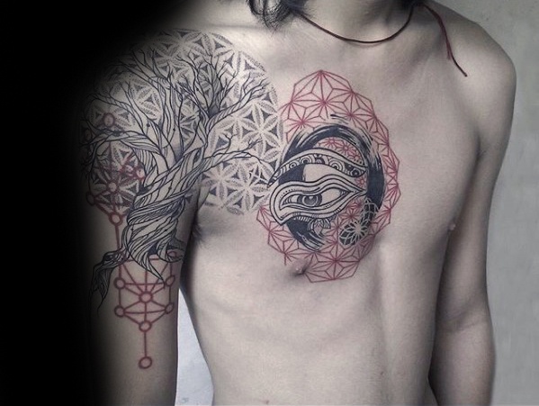 50 geometrische Arm Tattoo Designs für Männer - Bizeps-Tinten-Ideen  